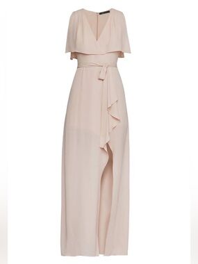 BCBGMaxAzria Eve Chiffon Wrap Maxi Dress in Bare Pink
